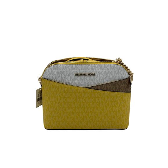 RETAIL $398 Michael Kors Color-Block Logo Dome Crossbody Bag*Yellow*Brand New - Picture 1 of 7